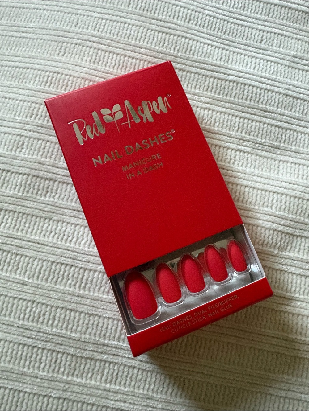 Red Aspen Red Nail Dashes Press-On Nails Meet Me Fiji Farah